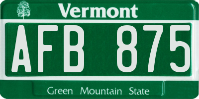 VT license plate AFB875