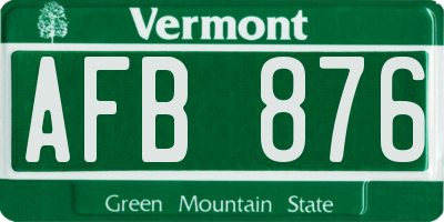 VT license plate AFB876