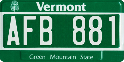 VT license plate AFB881