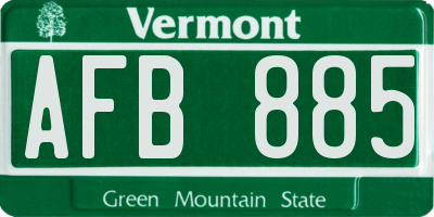 VT license plate AFB885