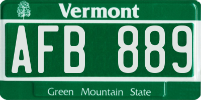 VT license plate AFB889