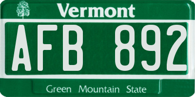 VT license plate AFB892