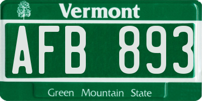 VT license plate AFB893
