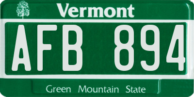 VT license plate AFB894