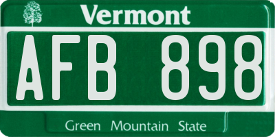 VT license plate AFB898
