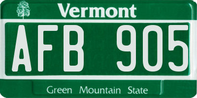 VT license plate AFB905