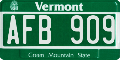 VT license plate AFB909