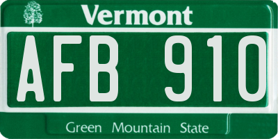 VT license plate AFB910