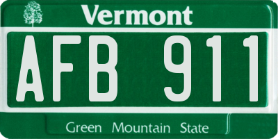 VT license plate AFB911