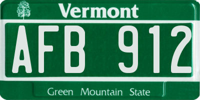 VT license plate AFB912