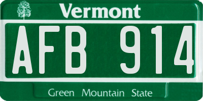 VT license plate AFB914
