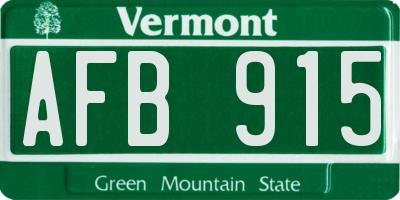 VT license plate AFB915
