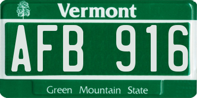 VT license plate AFB916