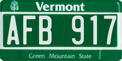 VT license plate AFB917