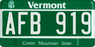 VT license plate AFB919