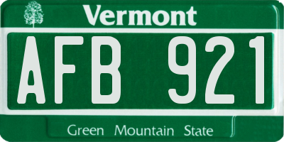 VT license plate AFB921