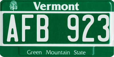 VT license plate AFB923