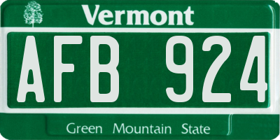VT license plate AFB924
