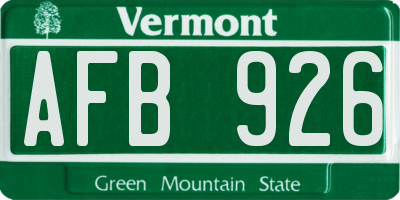 VT license plate AFB926