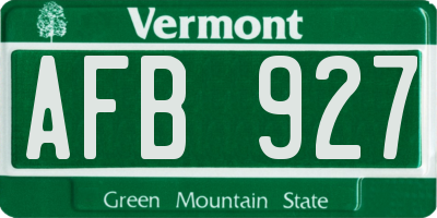 VT license plate AFB927
