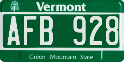 VT license plate AFB928
