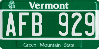 VT license plate AFB929