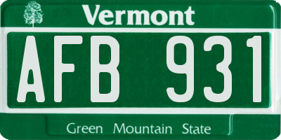 VT license plate AFB931