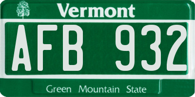 VT license plate AFB932