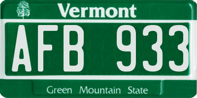 VT license plate AFB933