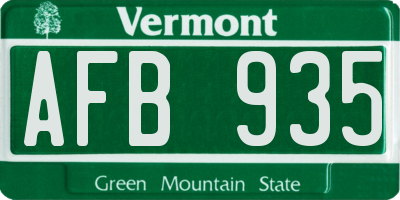 VT license plate AFB935