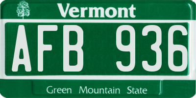 VT license plate AFB936