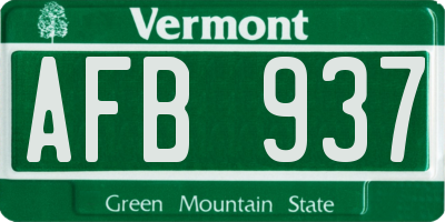 VT license plate AFB937