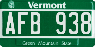 VT license plate AFB938