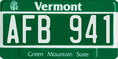 VT license plate AFB941