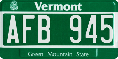 VT license plate AFB945
