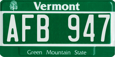 VT license plate AFB947