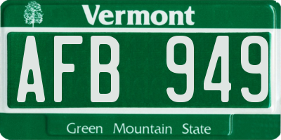 VT license plate AFB949