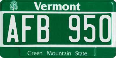 VT license plate AFB950
