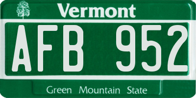 VT license plate AFB952