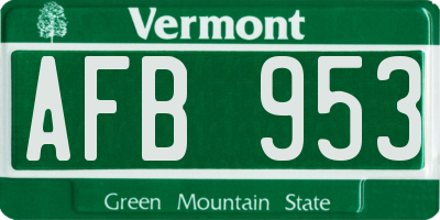 VT license plate AFB953