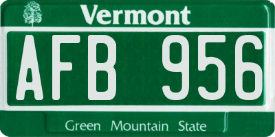 VT license plate AFB956