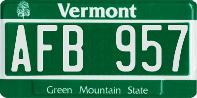 VT license plate AFB957
