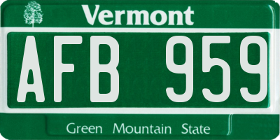 VT license plate AFB959