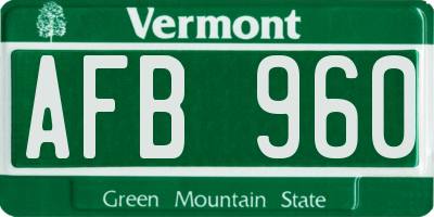 VT license plate AFB960