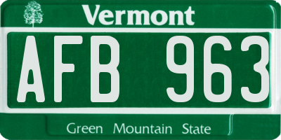 VT license plate AFB963