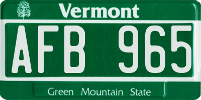 VT license plate AFB965