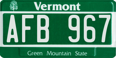 VT license plate AFB967