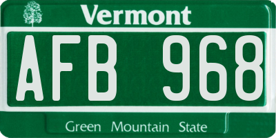 VT license plate AFB968