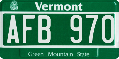 VT license plate AFB970