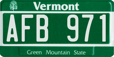 VT license plate AFB971